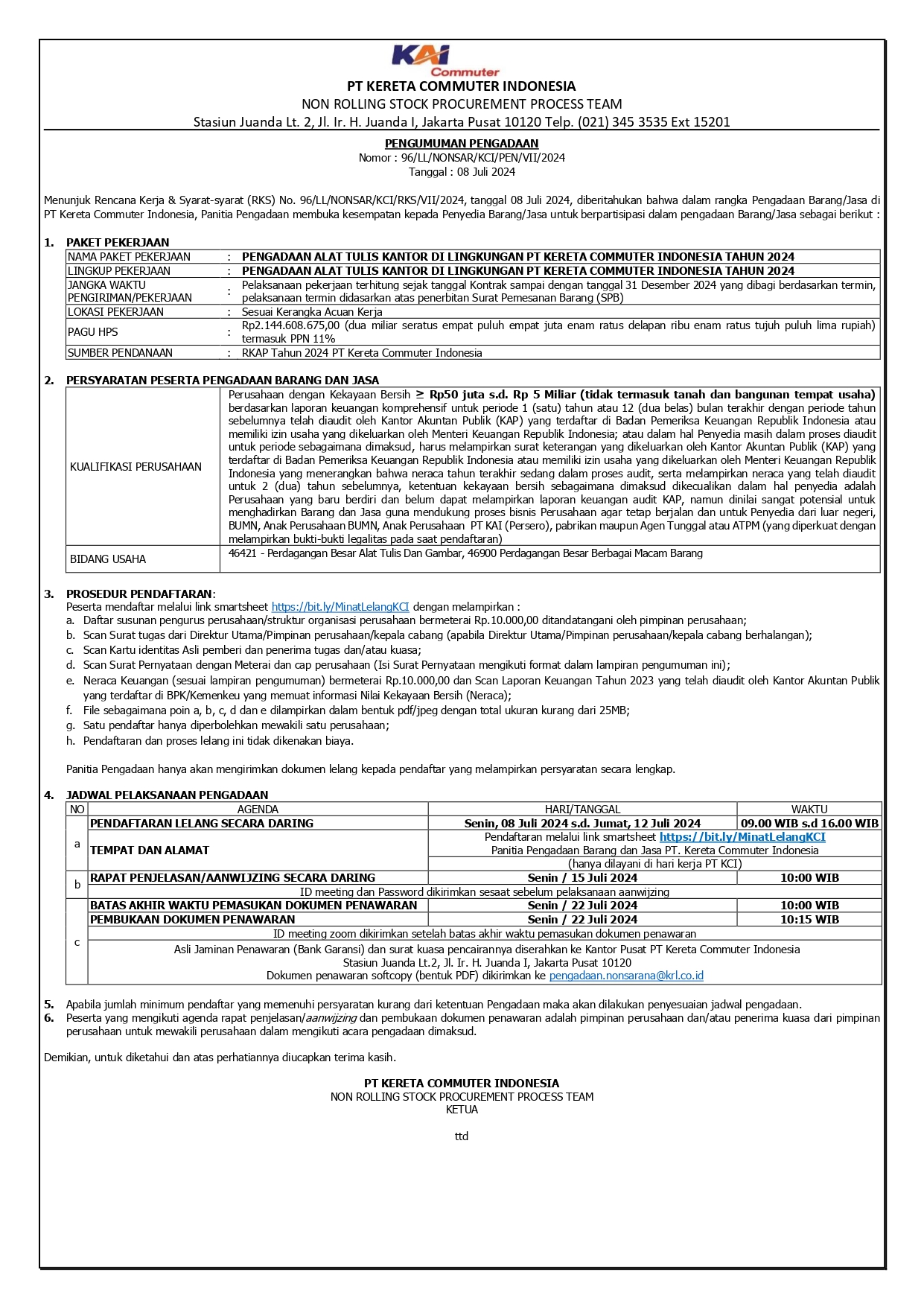 2 pengumuman 96 pengadaan alat tulis kantor di lingkungan pt kereta commuter indonesia tahun 2024 001